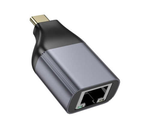 Перехідник HOCO UA35 Type-C to RJ45 adapter Metal gray mag-6942007645607138255