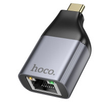 Перехідник HOCO UA35 Type-C to RJ45 adapter Metal gray mag-6942007645607138255