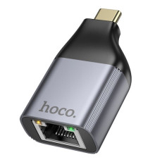 Перехідник HOCO UA35 Type-C to RJ45 adapter Metal gray mag-6942007645607138255