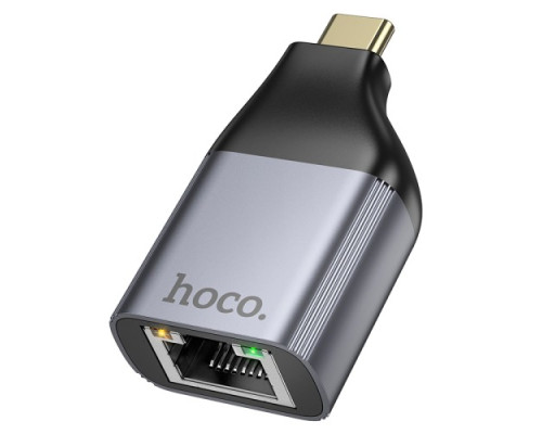 Перехідник HOCO UA35 Type-C to RJ45 adapter Metal gray mag-6942007645607138255