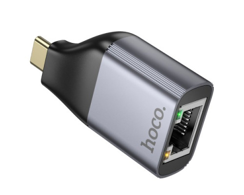 Перехідник HOCO UA35 Type-C to RJ45 adapter Metal gray mag-6942007645607138255