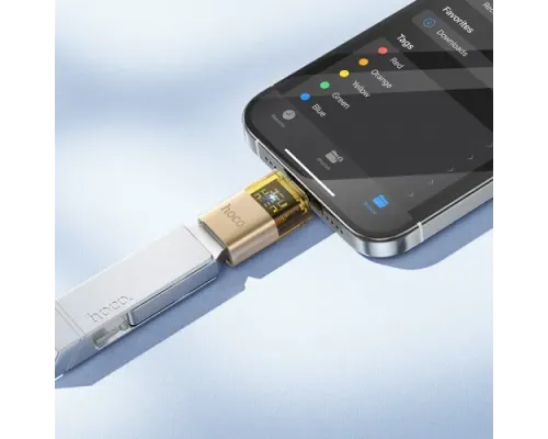 Перехідник HOCO UA36B C male to USB female OTG transparent adapter black mag-6942007647199145289
