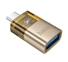 Перехідник HOCO UA36B C male to USB female OTG transparent adapter black mag-6942007647199145289