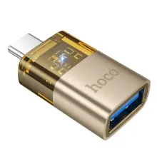 Перехідник HOCO UA36B C male to USB female OTG transparent adapter black mag-6942007647199145289