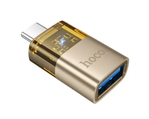 Перехідник HOCO UA36B C male to USB female OTG transparent adapter black mag-6942007647199145289