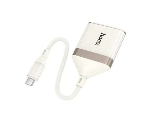 Перехідник HOCO UA40A Crystal Type-C 2-in-1 card reader apricot mag-6942007658737145106