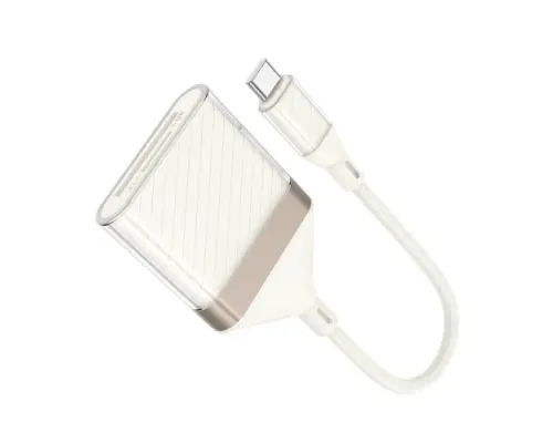 Перехідник HOCO UA40A Crystal Type-C 2-in-1 card reader apricot mag-6942007658737145106