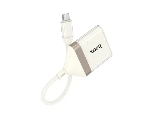 Перехідник HOCO UA40A Crystal Type-C 2-in-1 card reader apricot mag-6942007658737145106