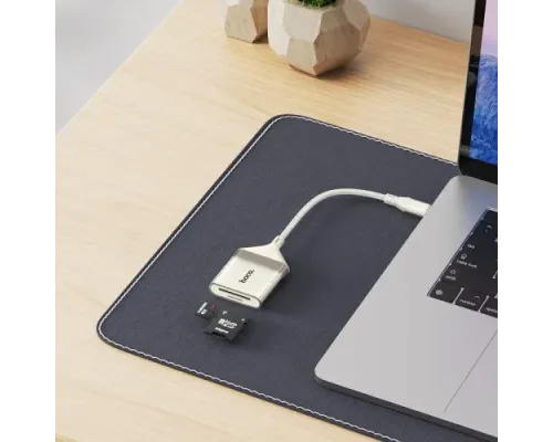 Перехідник HOCO UA40A Crystal Type-C 2-in-1 card reader apricot mag-6942007658737145106