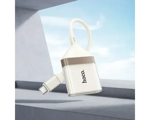 Перехідник HOCO UA40A Crystal Type-C 2-in-1 card reader apricot mag-6942007658737145106