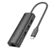 Type-C(PD) HUB HOCO HB42 Easy safety 4-in-1 Gigabit Ethernet Adapter(Type-C to USB3.0*3+RJ45) Black mag-6942007615235144914