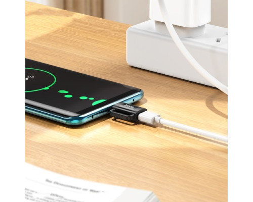 Перехідник HOCO UA31E Type-C male to iP female adapter Black mag-6942007628167138654