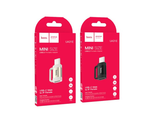 Перехідник HOCO UA31E Type-C male to iP female adapter Black mag-6942007628167138654