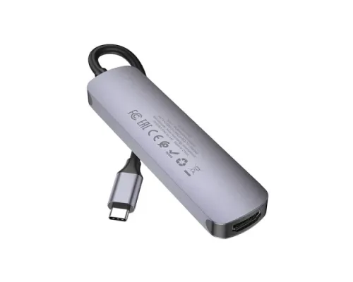 Type-C(PD) HUB HOCO HB28 Type-C multi-function converter (HDTV+USB3.0+USB2.0+SD+TF+PD) Metal Grey mag-6931474769336145598