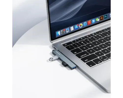 USB HUB BOROFONE FH1 4-in-1 converter(USB to USB2.0*3+USB3.0) metal gray mag-6941991126116152233