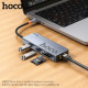 Type-C(PD) HUB HOCO HB52 Wow 8-in-1 multi-converter (HDTV+RJ45+SD/TF+PD+Type-C3.0+USB3.0*2) Grey mag-6942007647311138257