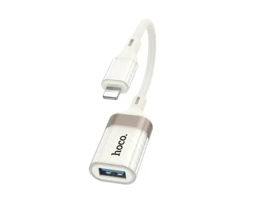 Перехідник HOCO UA39 Crystal iP male to USB female 2.0 adapter apricot mag-6942007658478145620