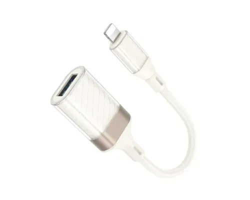 Перехідник HOCO UA39 Crystal iP male to USB female 2.0 adapter apricot mag-6942007658478145620