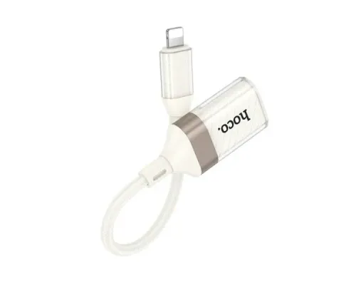 Перехідник HOCO UA39 Crystal iP male to USB female 2.0 adapter apricot mag-6942007658478145620