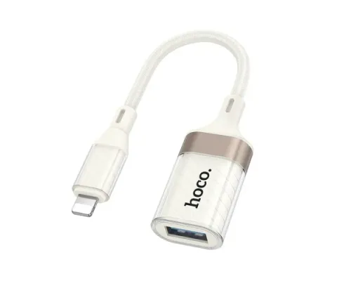 Перехідник HOCO UA39 Crystal iP male to USB female 2.0 adapter apricot mag-6942007658478145620