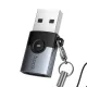 Перехідник HOCO UA46B Victory USB male to Type-C female adapter Metal gray mag-6942007675642153979