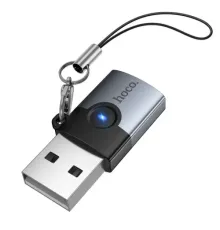 Перехідник HOCO UA46B Victory USB male to Type-C female adapter Metal gray mag-6942007675642153979