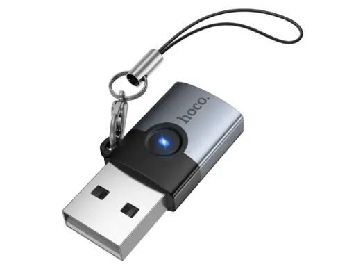 Перехідник HOCO UA46B Victory USB male to Type-C female adapter Metal gray mag-6942007675642153979