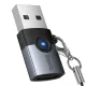 Перехідник HOCO UA46B Victory USB male to Type-C female adapter Metal gray mag-6942007675642153979