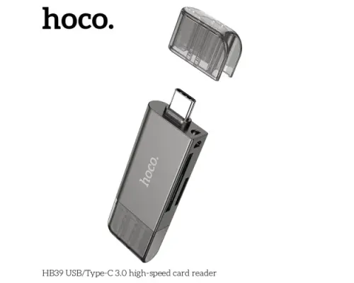 Картрідер HOCO HB39 USB/Type-C 3.0 high-speed card reader Metal Gray mag-6942007604819146715