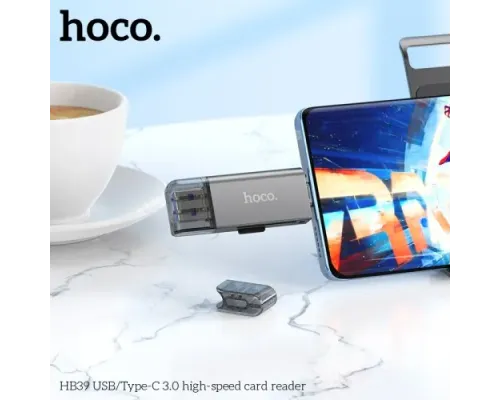 Картрідер HOCO HB39 USB/Type-C 3.0 high-speed card reader Metal Gray mag-6942007604819146715