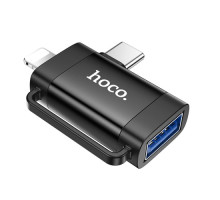 Перехідник HOCO UA31F iP male/Type-C male to USB female OTG 2-in-1 adapter Black mag-6942007628181139070