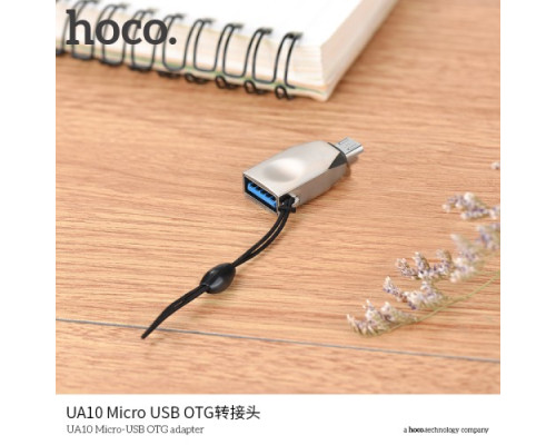 Перехідник-OTG HOCO UA10 Micro-USB Adapter Silver-Nickel mag-6957531070283143496