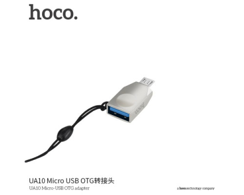 Перехідник-OTG HOCO UA10 Micro-USB Adapter Silver-Nickel mag-6957531070283143496