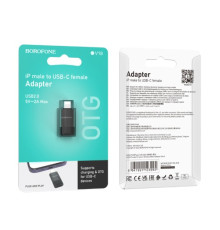 Адаптер BOROFONE BV18 iP male to Type-C female USB2.0 adapter чорний mag-694199110399535824