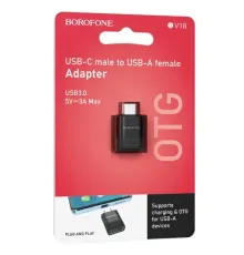 Адаптер BOROFONE BV18 Type-C male to USB female USB3.0 adapter чорний mag-6941991104015145001