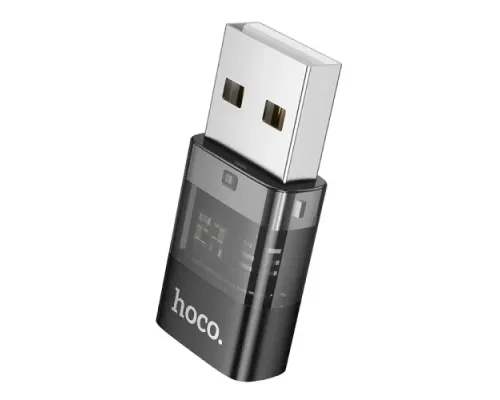 Перехідник HOCO UA36C USB male to C female USB2.0 transparent adapter black mag-6942007647212145613