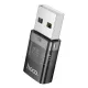 Перехідник HOCO UA36C USB male to C female USB2.0 transparent adapter black mag-6942007647212145613