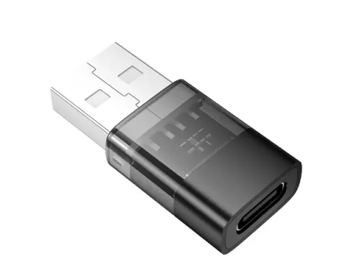 Перехідник HOCO UA36C USB male to C female USB2.0 transparent adapter black mag-6942007647212145613