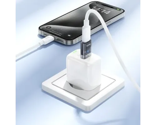 Перехідник HOCO UA36C USB male to C female USB2.0 transparent adapter black mag-6942007647212145613