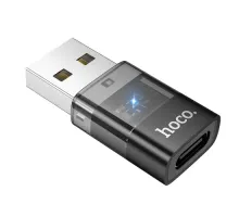 Перехідник HOCO UA36C USB male to C female USB2.0 transparent adapter black mag-6942007647212145613