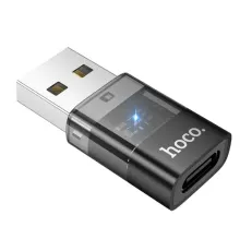 Перехідник HOCO UA36C USB male to C female USB2.0 transparent adapter black mag-6942007647212145613