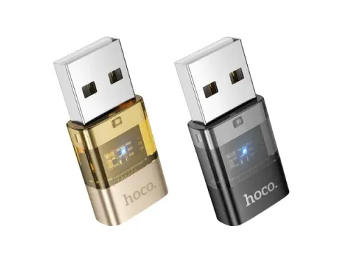 Перехідник HOCO UA36C USB male to C female USB2.0 transparent adapter black mag-6942007647212145613