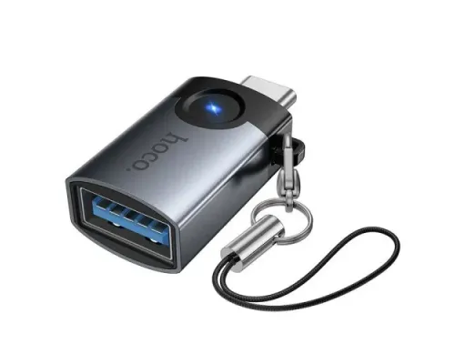 Перехідник HOCO UA46C Victory Type-C male to USB female adapter Metal gray mag-6942007675659153878