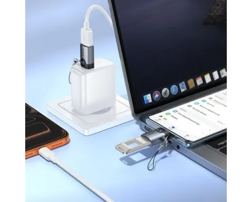 Перехідник HOCO UA46C Victory Type-C male to USB female adapter Metal gray mag-6942007675659153878