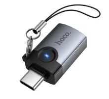 Перехідник HOCO UA46C Victory Type-C male to USB female adapter Metal gray mag-6942007675659153878
