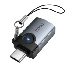 Перехідник HOCO UA46C Victory Type-C male to USB female adapter Metal gray mag-6942007675659153878