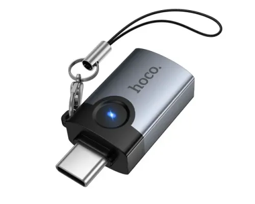 Перехідник HOCO UA46C Victory Type-C male to USB female adapter Metal gray mag-6942007675659153878
