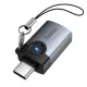 Перехідник HOCO UA46C Victory Type-C male to USB female adapter Metal gray mag-6942007675659153878