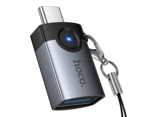 Перехідник HOCO UA46C Victory Type-C male to USB female adapter Metal gray mag-6942007675659153878