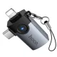 Перехідник HOCO UA46D Victory iP male/Type-C male to USB female 2-in-1 adapter Metal gray mag-6942007675666153980